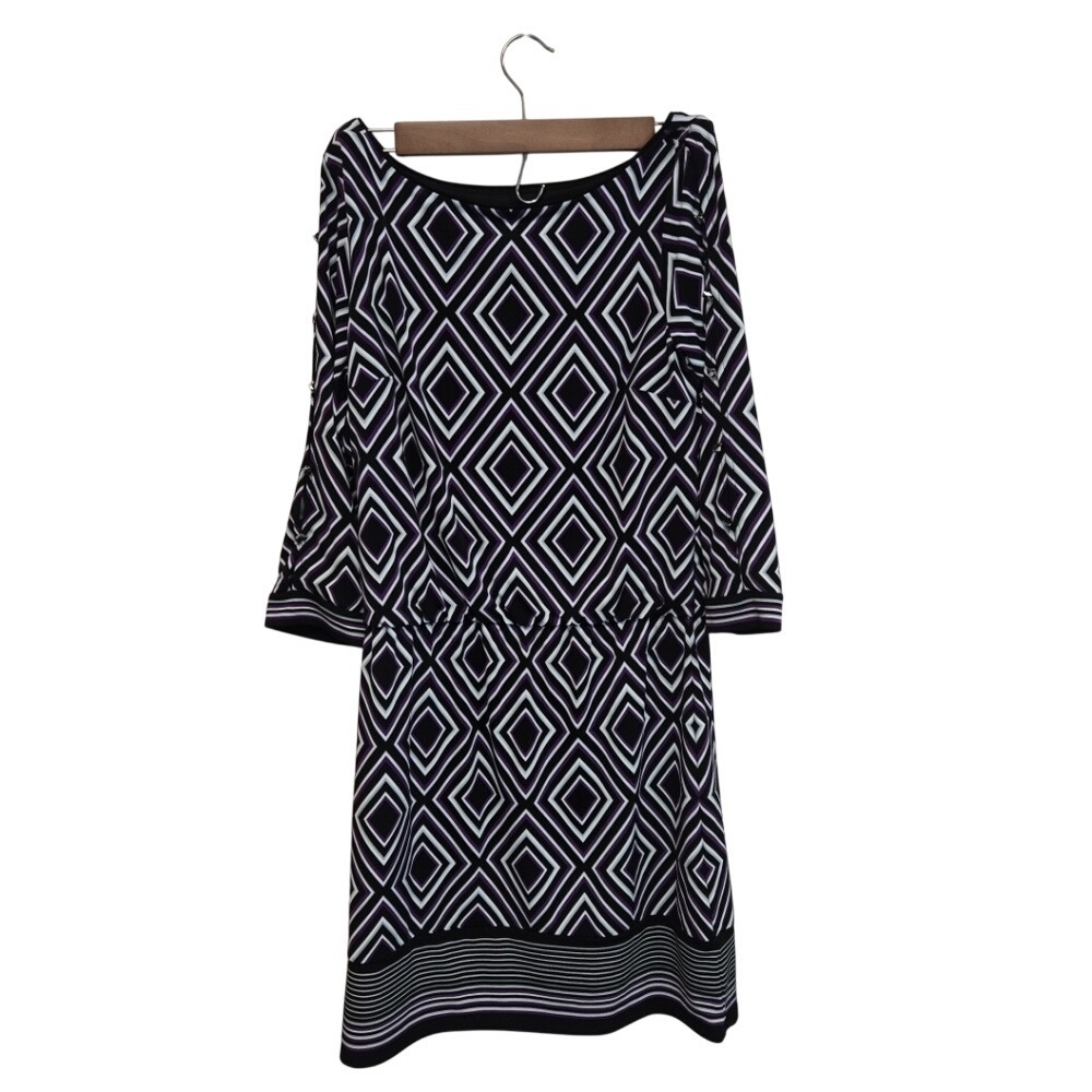 White House Black Market Geometric‎ Diamond Print Midi Dress XS